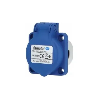 Elektrická zásuvka Zásuvka vestavná 13957F IP54/230V/16A s ochranným kolíkem, modrá (smyčkovací), FAMATEL 13957F