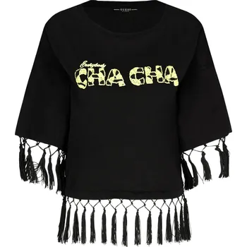 Dámské tričko GUESS JEANS Halenka SALSA guess x jennifer lopez | Barva:černý | Velikost:XS