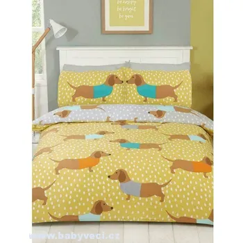 Povlečení Povlečení s jezevčíkem jezevčík > varianta žluto-šedé