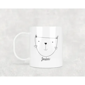 Domovi Plastový hrnek s vlastním jménem Kočka 330ml Barva ucha a zevnitř: Bílá