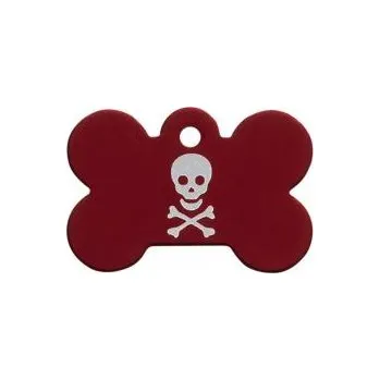psí známka Psí známka Kost malá červená - Pirátský styl 28x18 mm