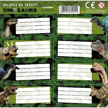 Set školních potřeb DINOSAURUS Rex SAMOLEPKY JMENOVKY NA SEŠITY DINOSAURUS > varianta 01-011