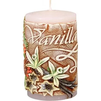 Svíčka Nohel Garden Svíčka VANILLA VÁLEC zdobená vyřezávaná vonná d6x10cm
