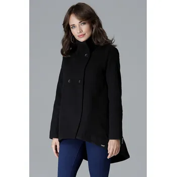 Dámský kabát Asymetrický kabátek se zipem vzadu L021 LENITIF Barva: Černá, Velikost: XL
