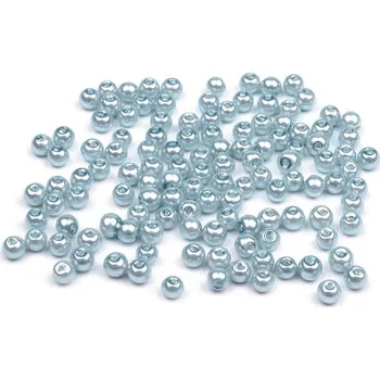 Korálek Skleněné voskované korálky Ø4 mm 50g Barva: modrá holubí