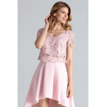 Dámská sukně Set krajkový top s asymetrickou sukní M641 FIGL Barva: Růžová, Velikost: XL