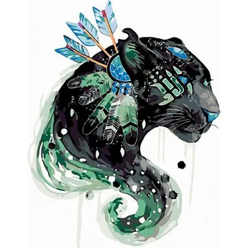 Malování podle čísel - Puma s lapačem snů, 40x50 cm, bez rámu a bez vypnutí plátna