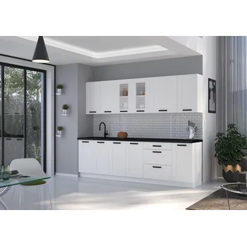 Kuchyňská linka Kuchyňská linka LUNA bílá/bílá matná MDF, Sestava G, 260 cm