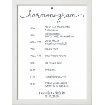 Svatební dekorace Svatební program psací v rámu - 30x40 cm