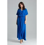 Zavinovací maxi šaty L055 LENITIF Velikost: L, Barva (Varianta): Modrá