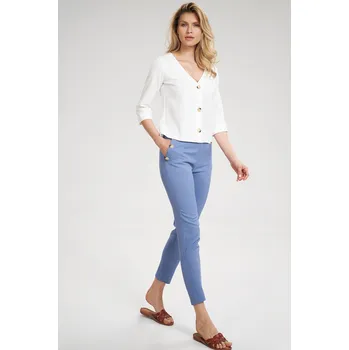 Dámské kalhoty Kostkované kalhoty, mírně zúžené nohavice dolů M696 Barva: Modrá, Velikost: M