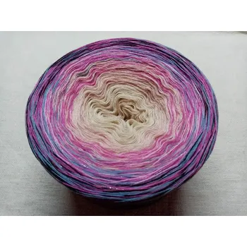 Příze Merino Zasněžená magnolie 4-nitka 1200m s lurexem (Duhové merino klubko s lurexem Zasněžená magnolie merino)