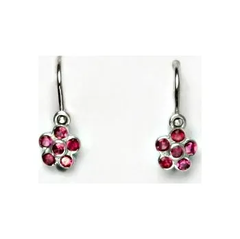 Náušnice Stříbrné dětské náušnice, zirkon rubín, náušnice ze stříbra NK 1384