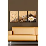 3 dílné dekorativní nástěnné hodiny Lora hnědé