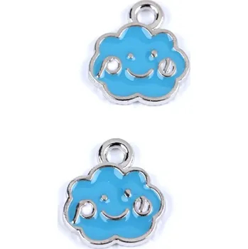 Přívěsek Přívěsek kovový smalt- mráček modrý 11x13 mm (2ks)