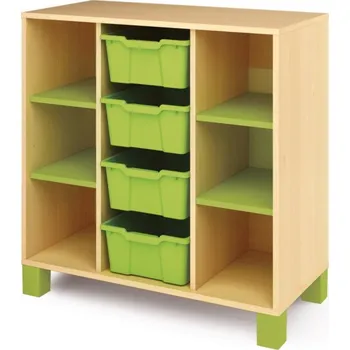 Zahradní úložný box Skříň s policemi a boxy zelená FRESH (modul 8)