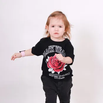 Chlapecké tričko Dětské Triko BLACK HEART ROCK N ROLL ROSE Barva: Černá, Velikost: 7-8-R