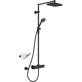 Vodovodní baterie Hansafit - nástěnná termostatická sprchová baterie, sprchová souprava, černá 6515910133