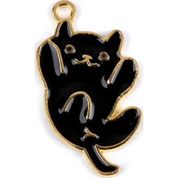 Přívěsek Přívěsek kovový smalt - kočka černá 13x20mm (1kus)