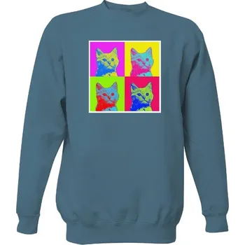 Pánská mikina Mikina bez kapuce Unisex s potiskem Kočka pop art pánské