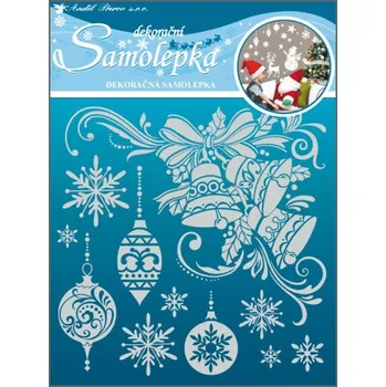 Vánoční dekorace Samolepka zvonky se sněhovým efektem 18x18cm