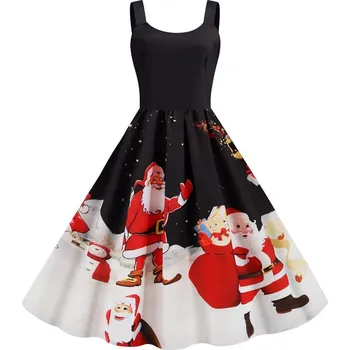 Dámské šaty Originální vintážní šaty s vánočním potiskem Velikost: 2XL, Barva (Varianta): 1441-004
