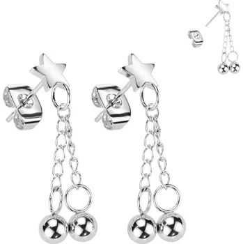 Náušnice Steel Edge Ocelové visací náušnice SESE4257-Hvězdy