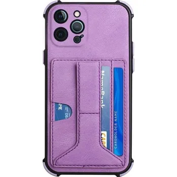 Pouzdro na mobilní telefon Kryt s kapsou na karty a stojánkem pro iPhone 12 Pro Max - fialový