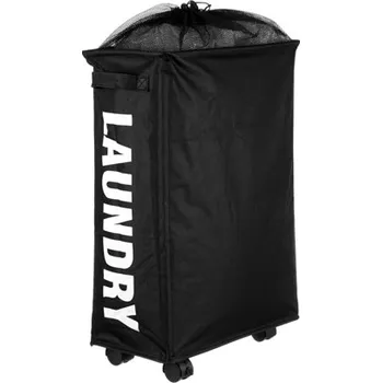 Sada koupelnových doplňků Koš na prádlo plátěný, barva černá DOPRODEJ