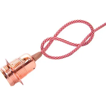 Objímka na žárovku Objímka E27 Měděná dl.závit + kroužek s textilním kabelem dle výběru