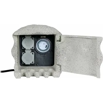 Venkovní osvětlení HEITRONIC sloupek se zásuvkami PIEDRA 2násobná s časovačem 37503