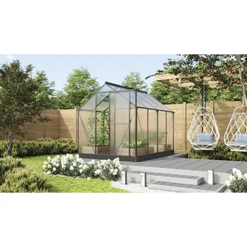 Skleník Skleník Vitavia Triton 5000 polykarbonát 4 mm 198 x 256 cm černý vč. základového rámu