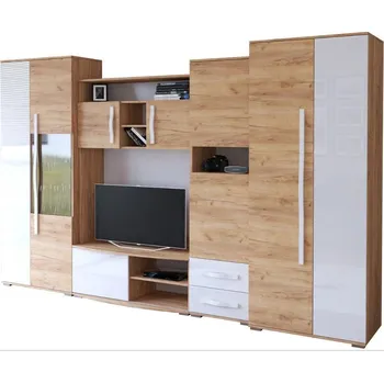Obývací stěna Obývací stěna Laura dub craft zlatý / bílý lesk 320