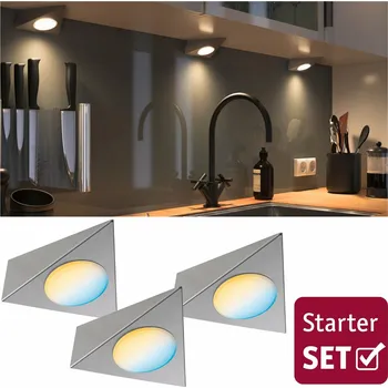 PAULMANN Nábytkové svítidlo Clever Connect startovací sada Trigo nikl kartáčovaný 12V 3x2,1W měnitelná bílá 2.700-6.500 999.74