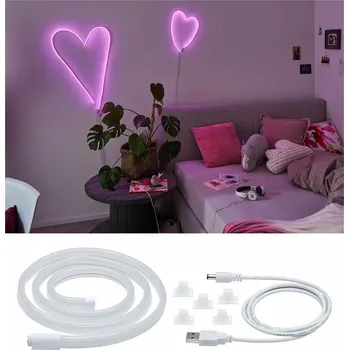 LED páska PAULMANN Neon Colorflex USB Strip růžová 1m 4,5W 5V růžová/bílá umělá hmota 705.61