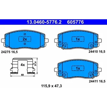 Brzdová destička Sada brzdových destiček, kotoučová brzda ATE 13.0460-5776.2