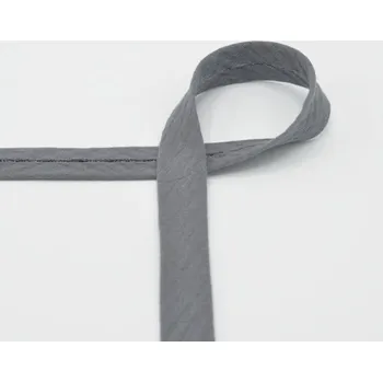Šikmý proužek mušelínový, zažehlený, šedý, 20mm