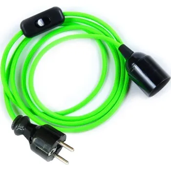 Příslušenství pro svítidlo Textilní kabel Zelený Reflexní ZE8 s objímkou, vypínačem a vidlicí