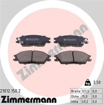Brzdová destička Sada brzdových destiček, kotoučová brzda ZIMMERMANN 21012.150.2