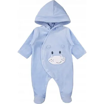 Dětský overall EEVI Dvouvrstvý velurový overálek Baby Hippo - modrý 68 (4-6m)