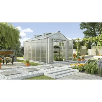 Skleník Skleník Vitavia Zeus Comfort 10000 polykarbonát 10 mm 258,4 x 390,8 cm hliník vč. podlahového rámu