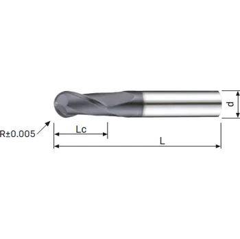 Příslušenství k frézce Fréza tvrdokovová kulová 2-břitá r5,0 10,00x18x75 tialn, 45hrc