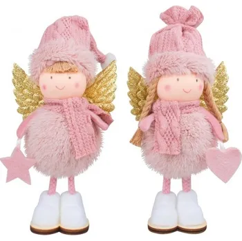 Andílek na postavení růžový 16 cm