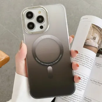 Pouzdro na mobilní telefon Ochranný kryt s barevným přechodem a MagSafe pro iPhone 12 Pro Max - černý