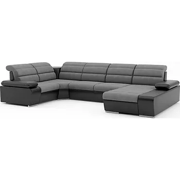 Sedací souprava Rozkládací rohová sedačka KORFU II šedá / černá