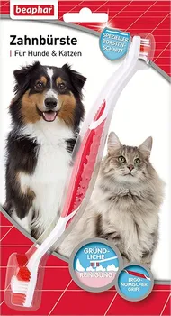 Péče o psí chrup Beaphar Dvouhlavý zubní kartáček pro psy + kočky 1 ks
