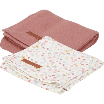 Little Dutch Pleny 70 x 70 cm 2 ks, květiny a motýli/růžová