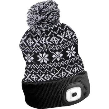 Čepice Sixtol Čepice s čelovkou 180 lm pletený vzor s bambulí uni