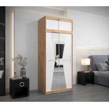 Šatní skříň Šatní skříň Abi Ma s nástavcem Barva korpusu: Dub artisan, Rozměry: 100 cm, Dveře: Bílá