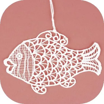 Vánoční ozdoba Anděl Přerov 2564 Háčkovaný kapr 7 cm bílý